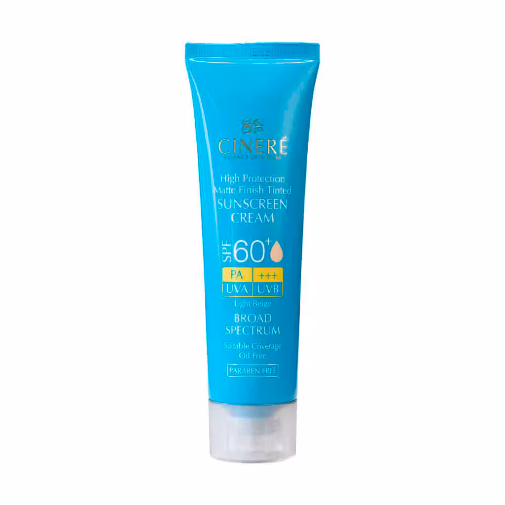 کرم ضد آفتاب رنگی سینره SPF60 فاقد چربی 50 میلی لیتر | Cinere SPF60 Matte Tinted Sunscreen Cream