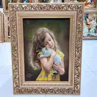 تابلو فرش دستبافت تبریز طرح دختر و گربه، مارکدار، چله ابریشم، با رنگبندی خاص و طبیعی