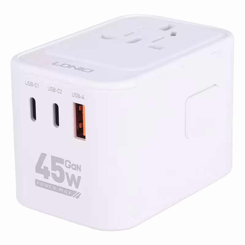 شارژر دیواری UNIVERSAL الدینیو LDNIO Z8 با توان 45 وات و سه خروجی Type-C و USB