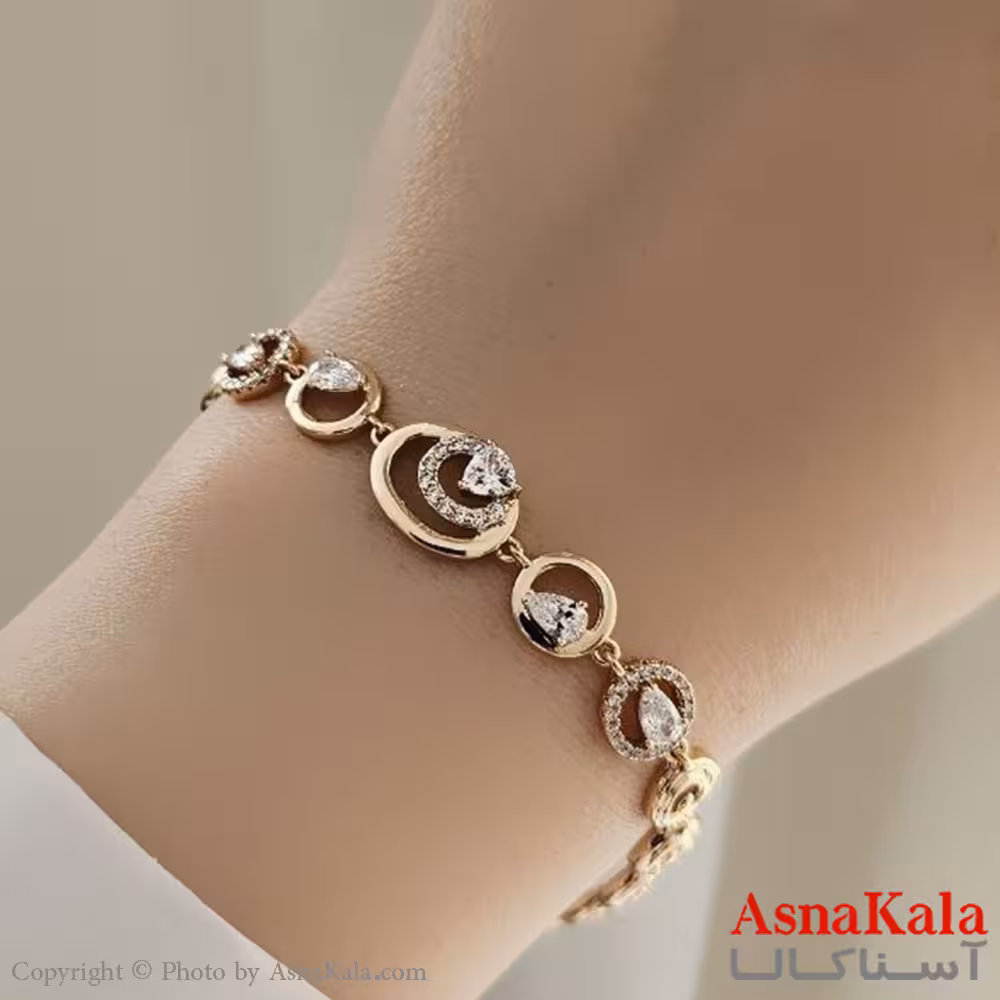 دستبند زنانه ترند برند ژوپینگ مدل دایره جواهری کد DSB18747W