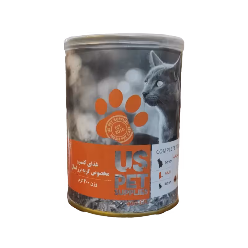 کنسرو گربه بالغ مرغ و کدوتنبل و سنبل الطیب برند us pet یو اس پت 400 گرمی