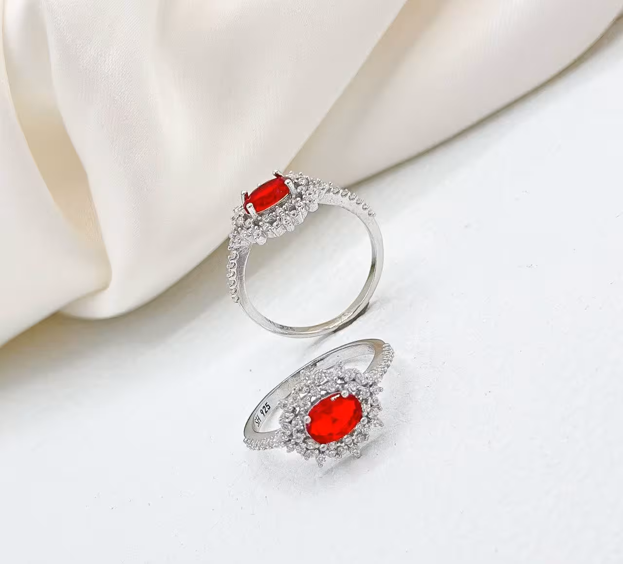 انگشتر جواهری یاقوت سرخ نقره زنانه کد 10869