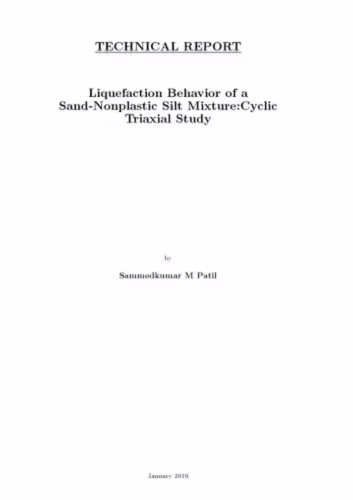خرید و دانلود نسخه کامل کتاب Liquefaction Behaviour of a Sand-Nonplastic Silt Mixture:Cyclic Triaxial Study
