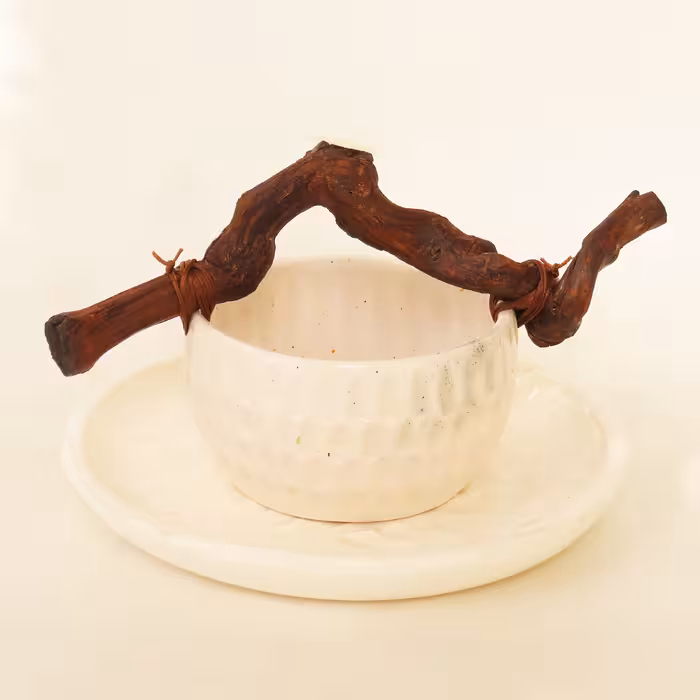 ست کاسه و بشقاب سرامیکی طرح انگشتی مدل دستساز کد 1094 مجموعه دو عددی