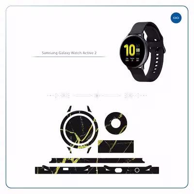 برچسب ماهوت طرح Graphite-Gold-Marble مناسب برای ساعت هوشمند سامسونگ Galaxy Watch Active 2 44mm