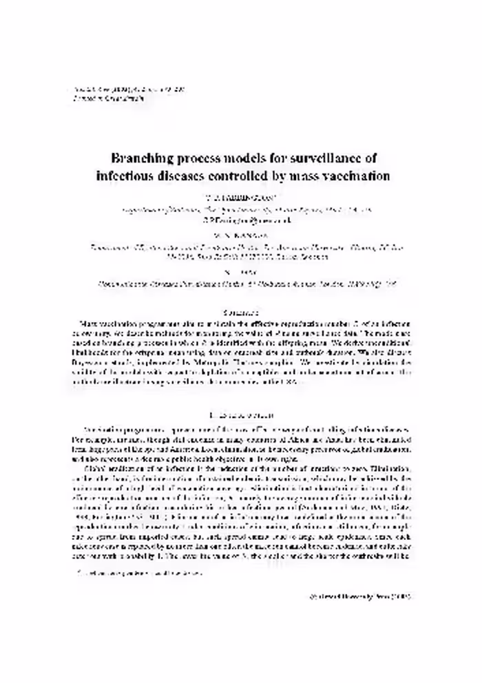 خرید و دانلود نسخه کامل کتاب Branching process models for surveillance of infectious diseases controlled by mass vaccination