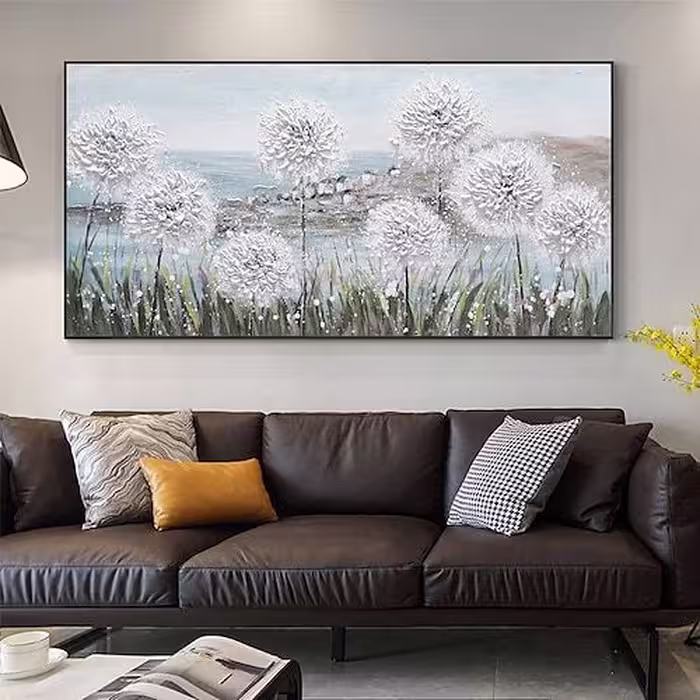 تابلو دکوراتیو نقش برجسته قاصدک، اثر هنری دست‌ساز، ابعاد 140x80 سانتی‌متر، کد 799