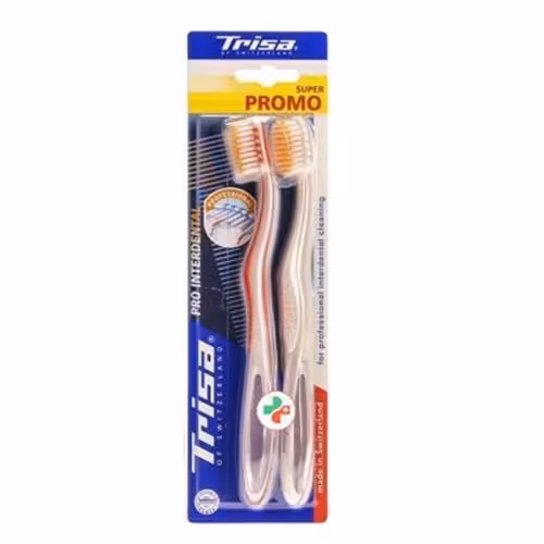 ست دو عددی مسواک سری Super Promo مدل Pro Interdental با برس نرم تریزا