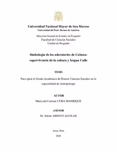 خرید و دانلود نسخه کامل کتاب Simbología de los adoratorios de Cabana: supervivencia de la cultura y lengua Culle