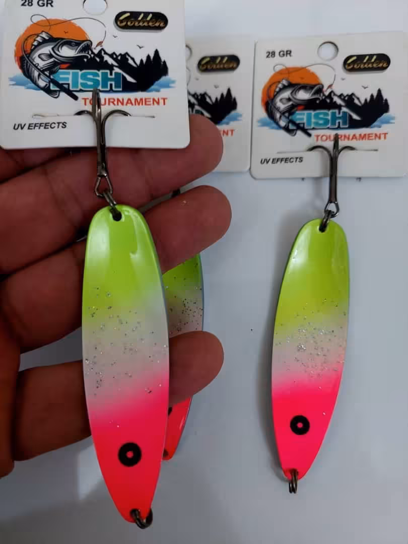 قاشقک ماهیگیری 28 گرم رنگ فلورسنت برند GOLDEN FISH