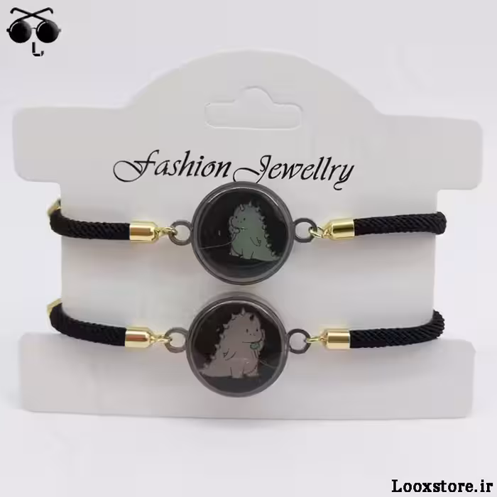 دستبند ست کاپلی کیوت شب تاب مدل دایناسور