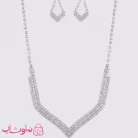 نیم ست زنانه طرح لوزی آبکاری نقره کد 2981