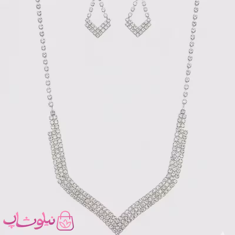 نیم ست زنانه طرح لوزی آبکاری نقره کد 2981