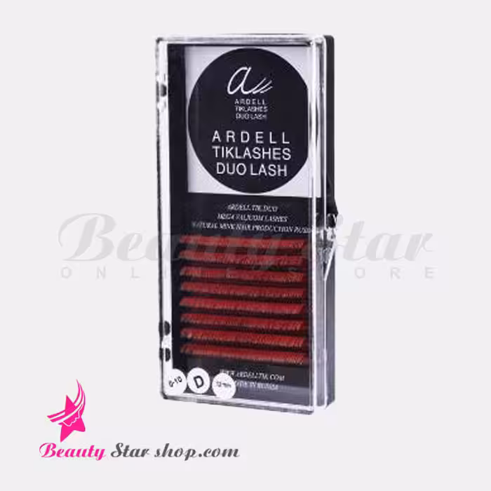 مژه مصنوعی رنگی قرمز والیوم هشت ردیفه فر دی آردل سایز 12 میل