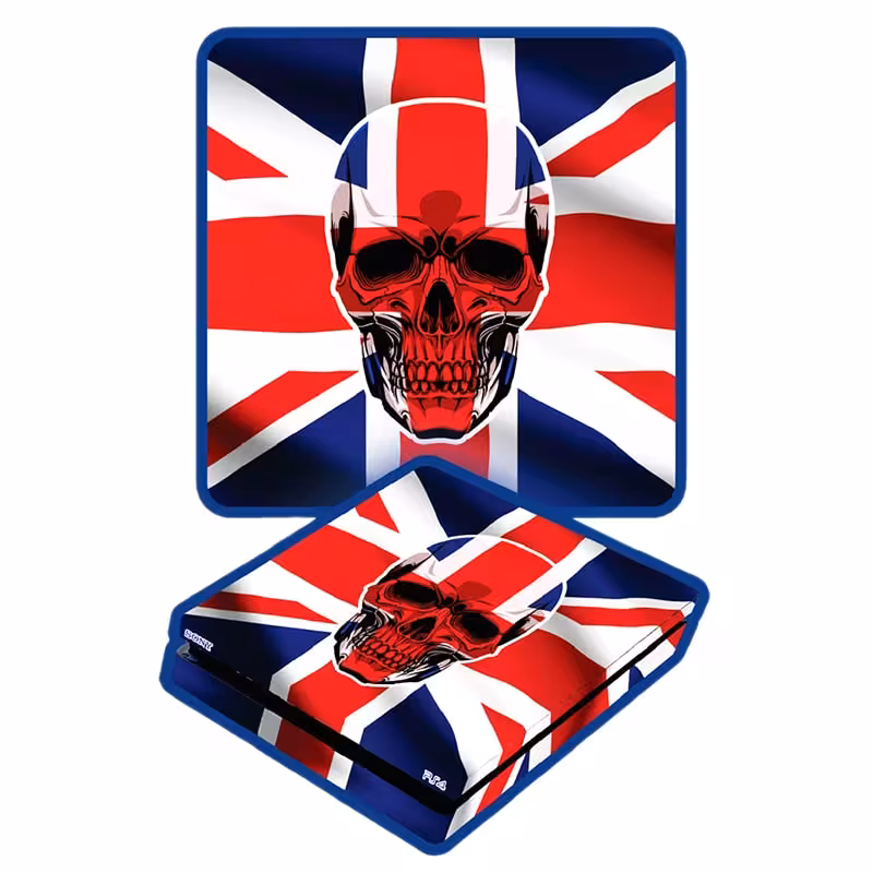 برچسب کنسول PS4 (GO) طرح پرچم انگلیس با جمجمه