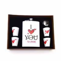 ست قمقمه جیبی 4 شات مدلI LOVE YOU کد s530204