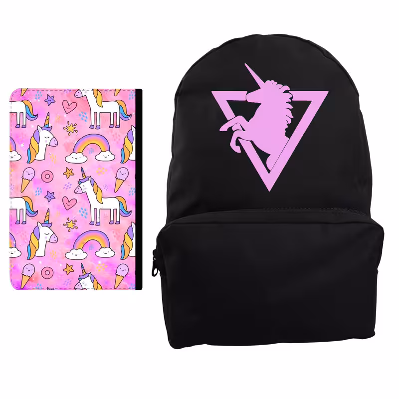 کوله پشتی مدل یونیکورن اسب تک شاخ کد KP-571 به همراه کلاسور | کالا مکس