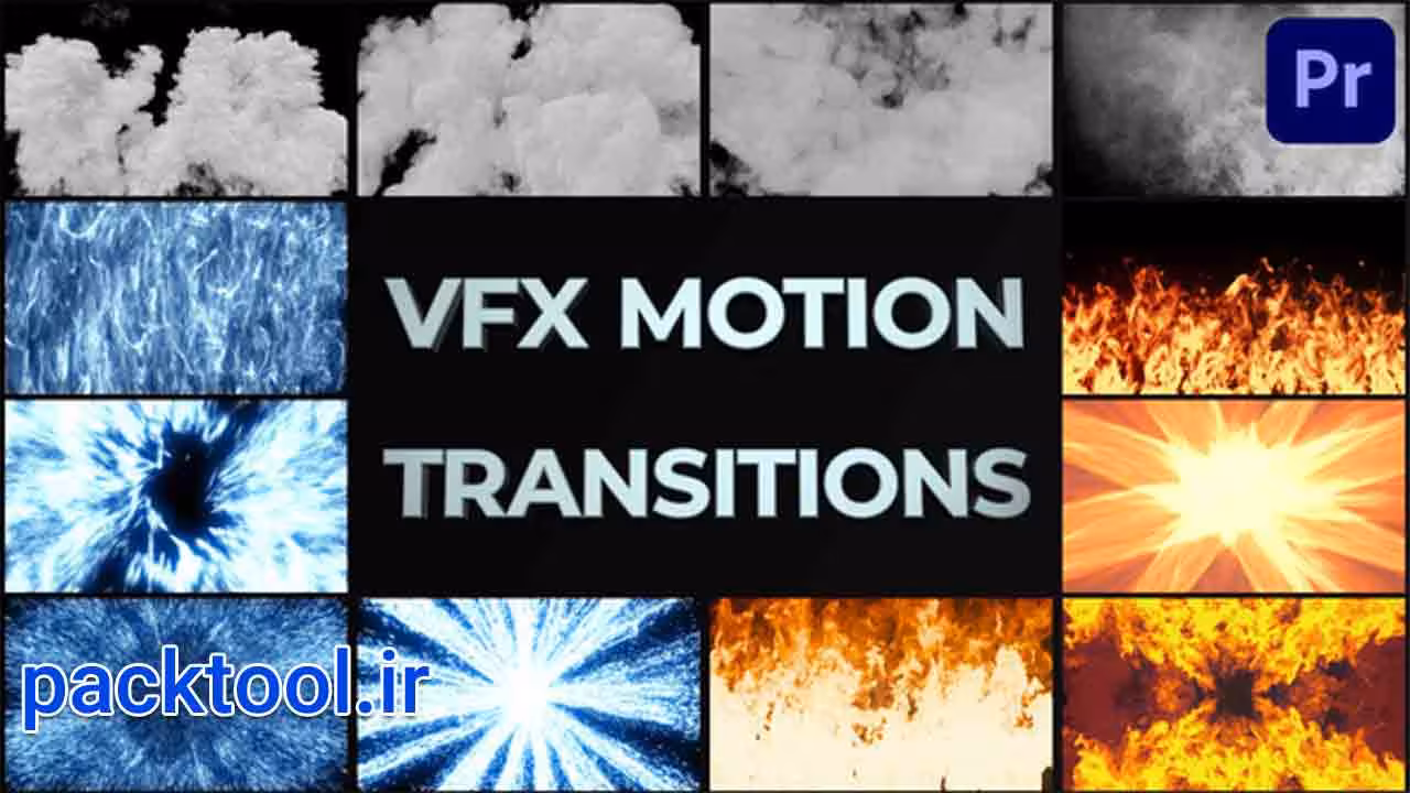 دانلود ترنزیشن فول رنگ و مینیمال موشن گرافیک پریمیر پرو VFX Motion Transitions - پک تول