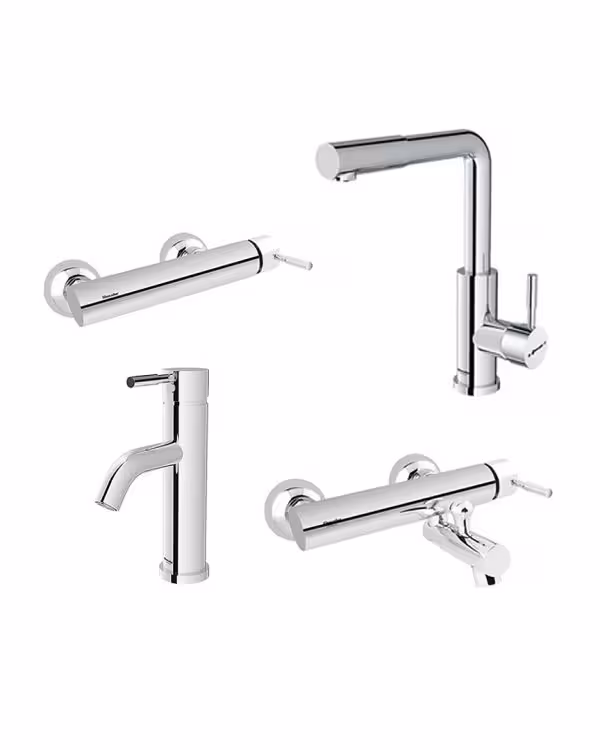 ست چهار تکه شیرآلات شودر مدل مارینو کروم