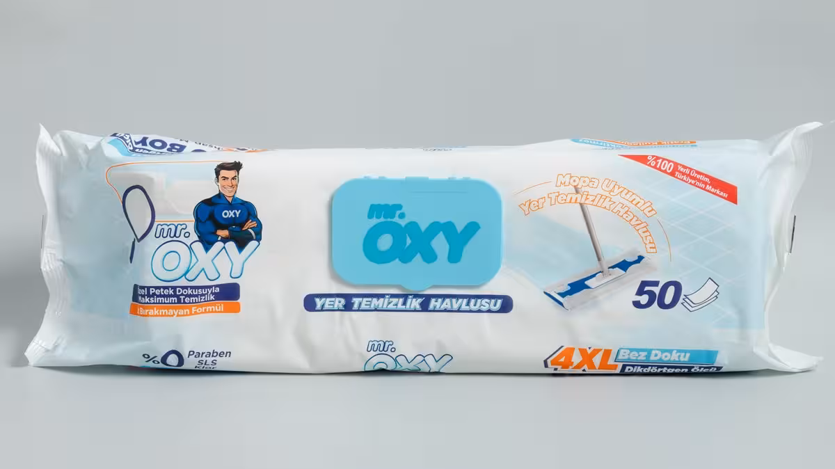 دستمال مرطوب مخصوص طی مستر اوکسی بسته 50 عددی