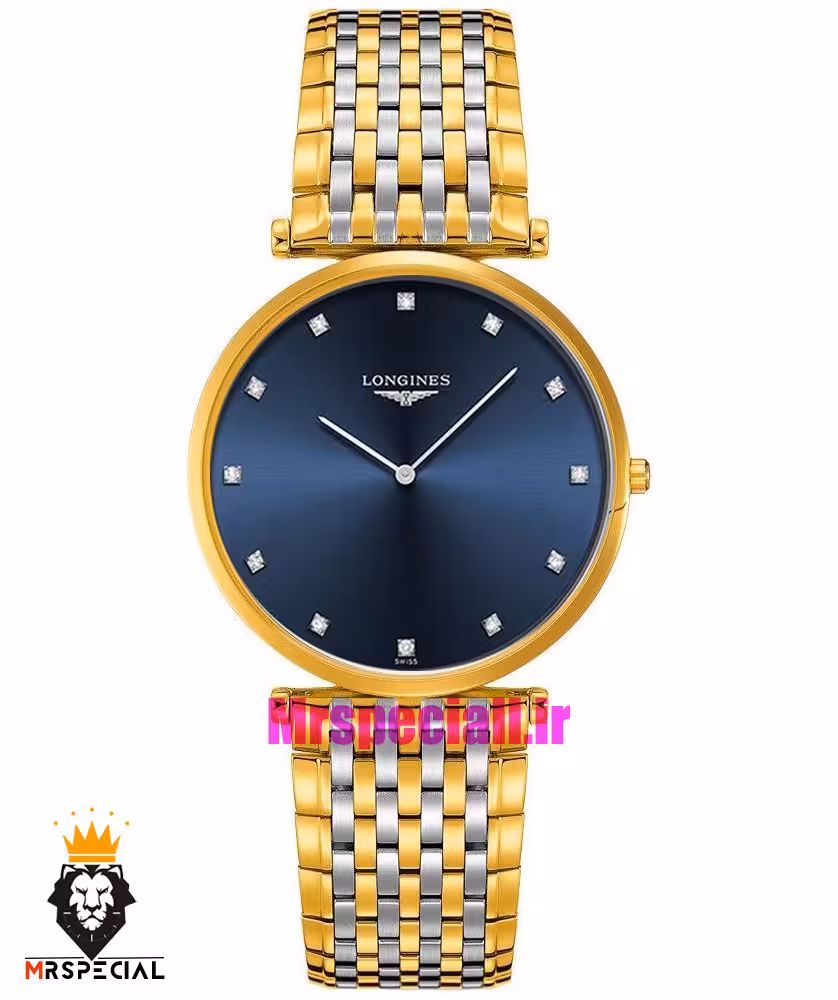 ساعت لونژین مردانه استیل دو رنگ طلایی صفحه ابی LONGINES 021174