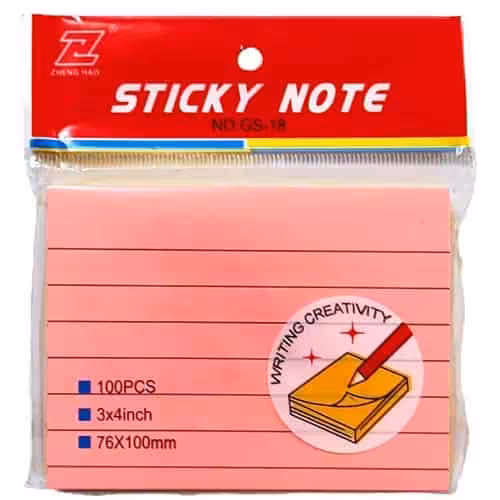 کاغذ یادداشت رنگی چسب دار مدل خط دار سایز 75 × 100 میلی متر بسته 100 برگی | استیک نوت