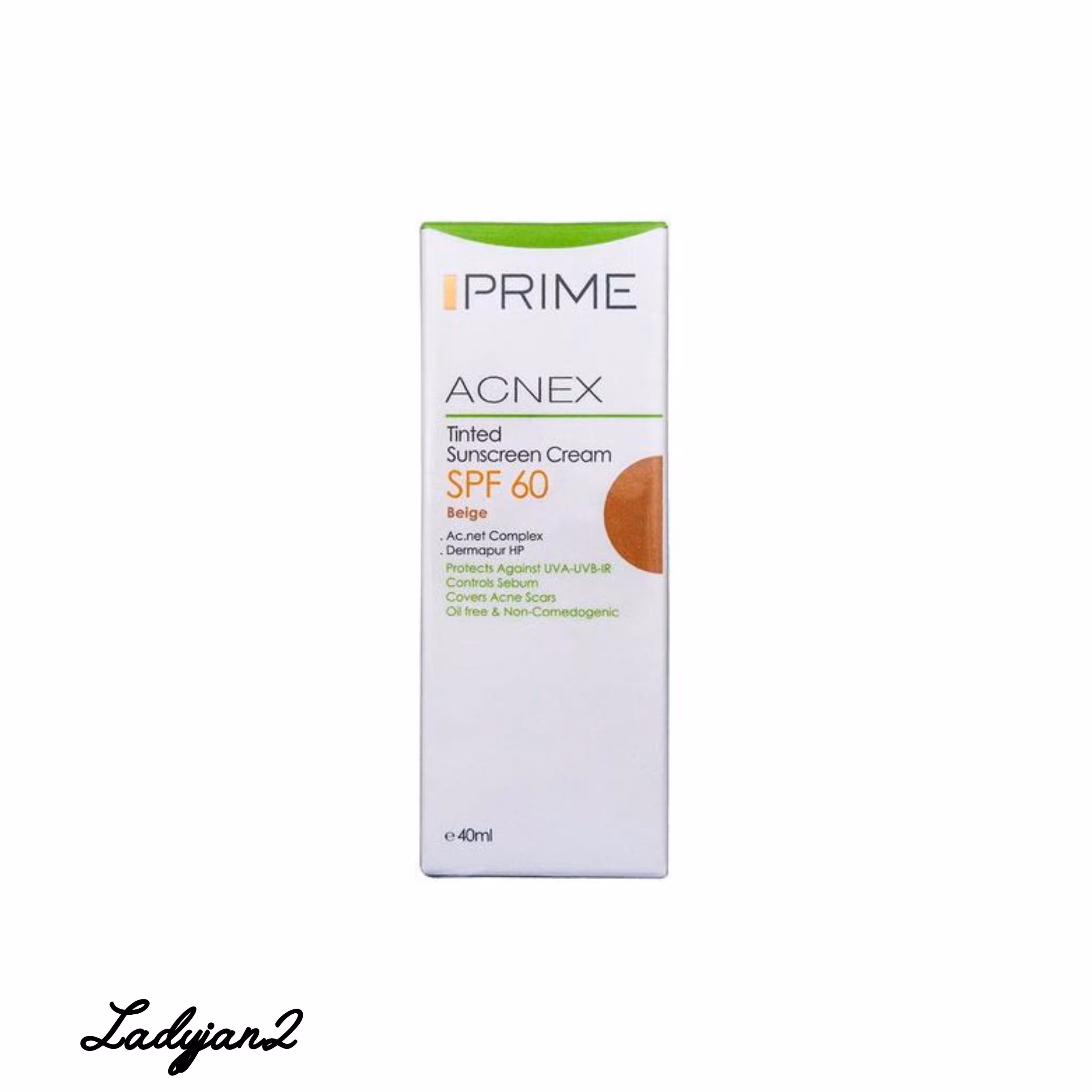 کرم ضدآفتاب رنگی پرایم ( پریم ) مدل Acnex SPF60، مناسب پوست‌های چرب، بژ متوسط حجم 40 میلی‌لیتر