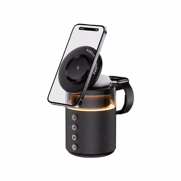 شارژر وایرلس به همراه اسپیکر گرین لاین مدل 5 in 1 Wireless Charger