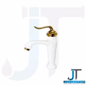 شیر روشویی اهرمی سفید طلایی آریانا (مدل آریسان)