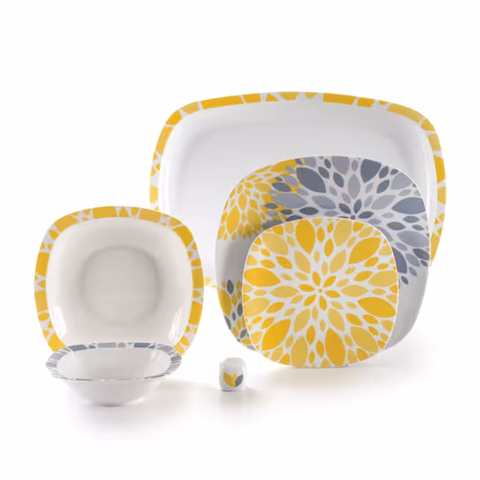 سرویس چینی 27 پارچه غذاخوری سلنا زرد