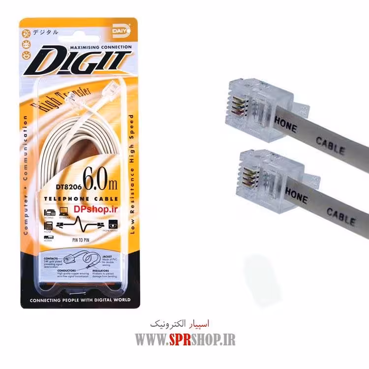 کابل تلفن 6 متری مدل DAYIO DT-8206
