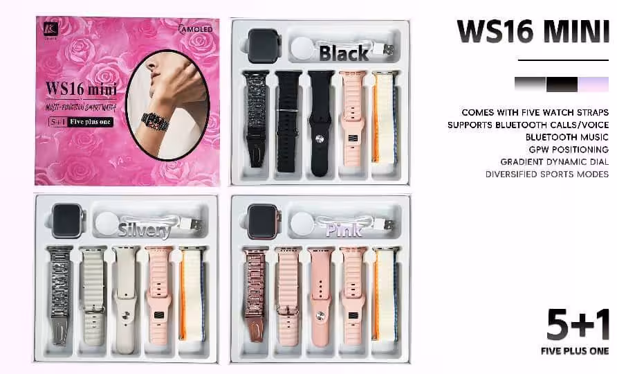 ساعت_هوشمند WS 16 mini (همراه با بند فلزی درجه 1 )