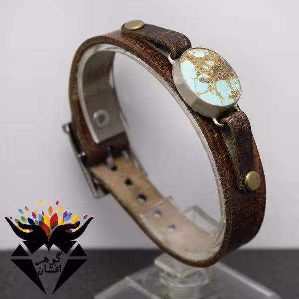دستبند فیروزه نیشابوری شجری اصل چرمی کد D_1457