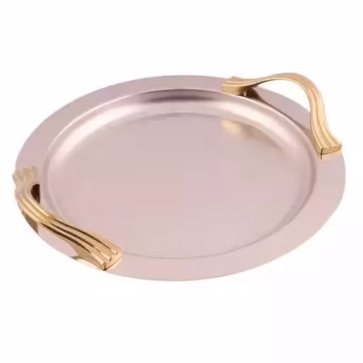 سینی دایره دسته طلایی Wave طرح دار ریور کد G1477