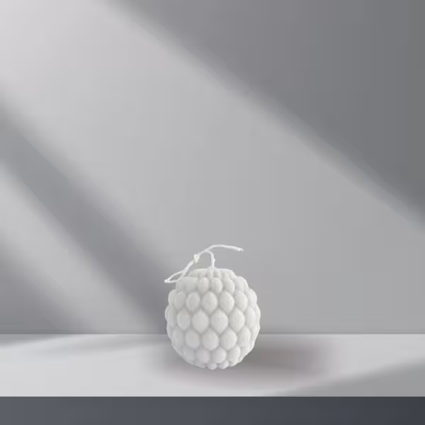 شمع دکوری گوی بافت کوچک سفید