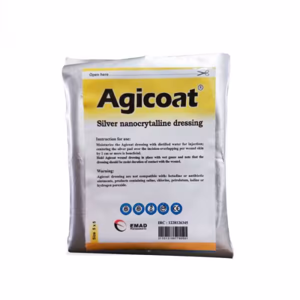 پانسمان نانو کریستال نقره ای جی کوت - Agicoat Silver Nanocrystalline Dressing