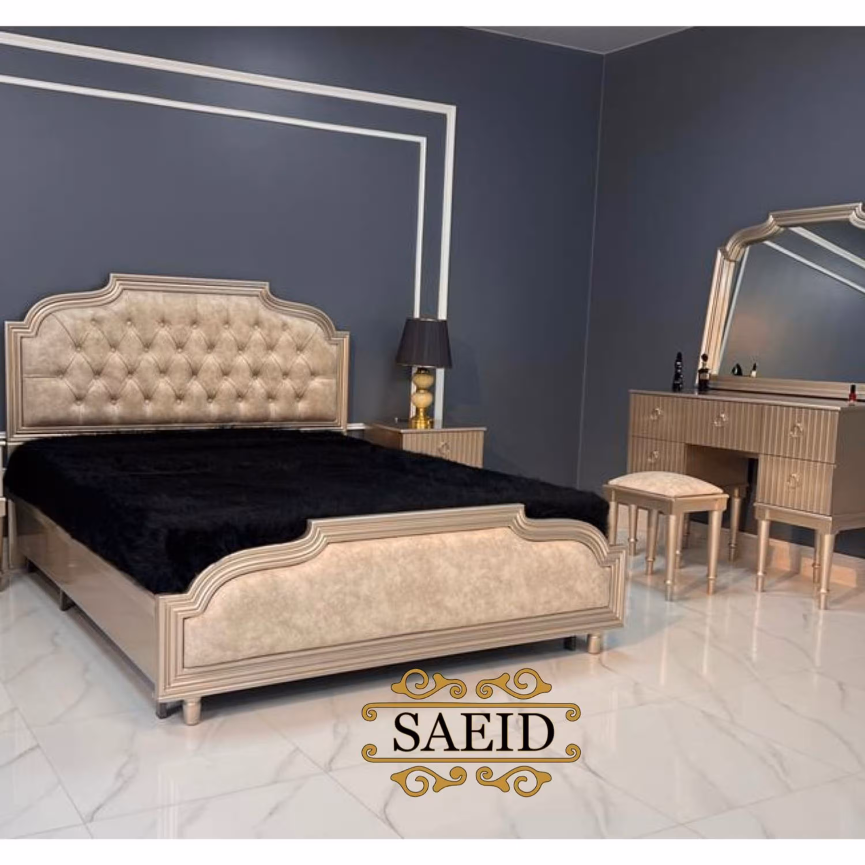 تخت خواب دو نفره مدل راشیک رنگبندی و سایزبندی دارد بدون کفی تخت 