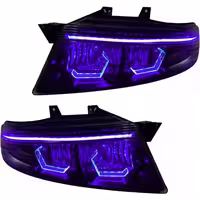 خرید چراغ جلو اسپرت سمند سورن مدرن مدل Hexa-3D بنفش داخل مشکی دوحالته بدون موتور دو عددی | اتوموبی