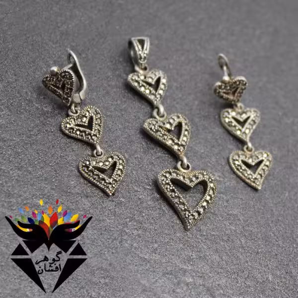 نیم ست نقره مارکازیتی زنانه طرح قلب کد NS_1082