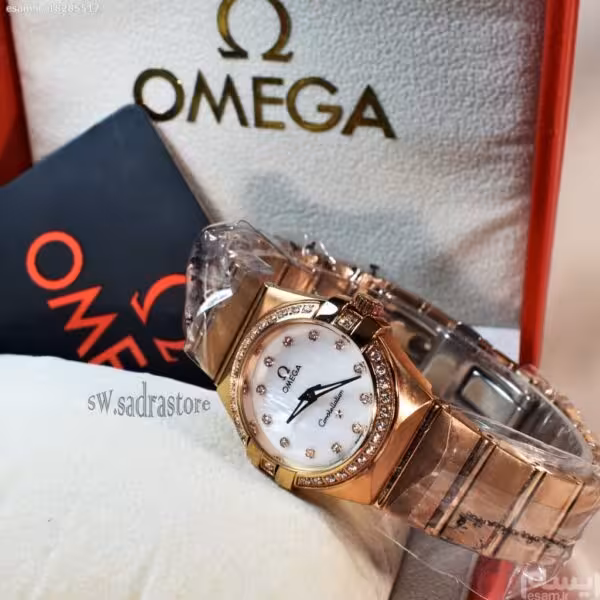 OMEGA Constellation NO:90924888 اورجینال سوئیس اومگا کانستلیشن سوئیس ،، شیشه شفاف سافایر کریستال ،، دور شیشه و نشانگرها نگین کاری