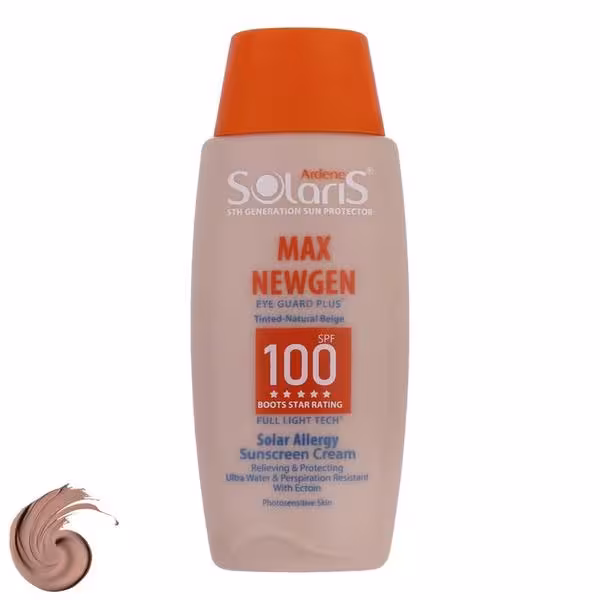 ضدآفتاب بژ طبيعي سولاریس Solaris مدل مکس ژن SPF100 پوست حساس 100 ميل