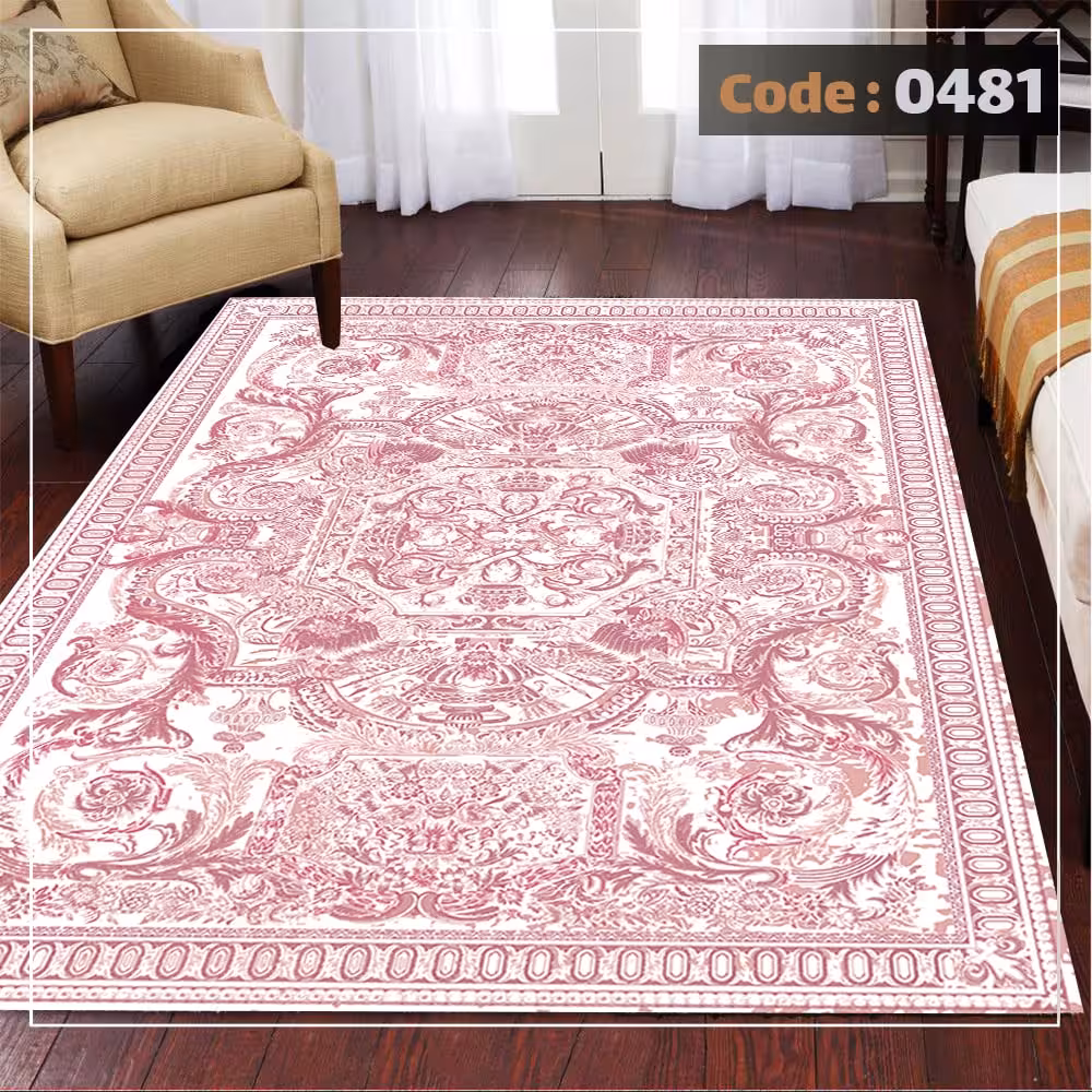 کاورفرش روفرشی دورکشدار گوشه لیفه ای لاکی ، آبی و متنوع کد 0481