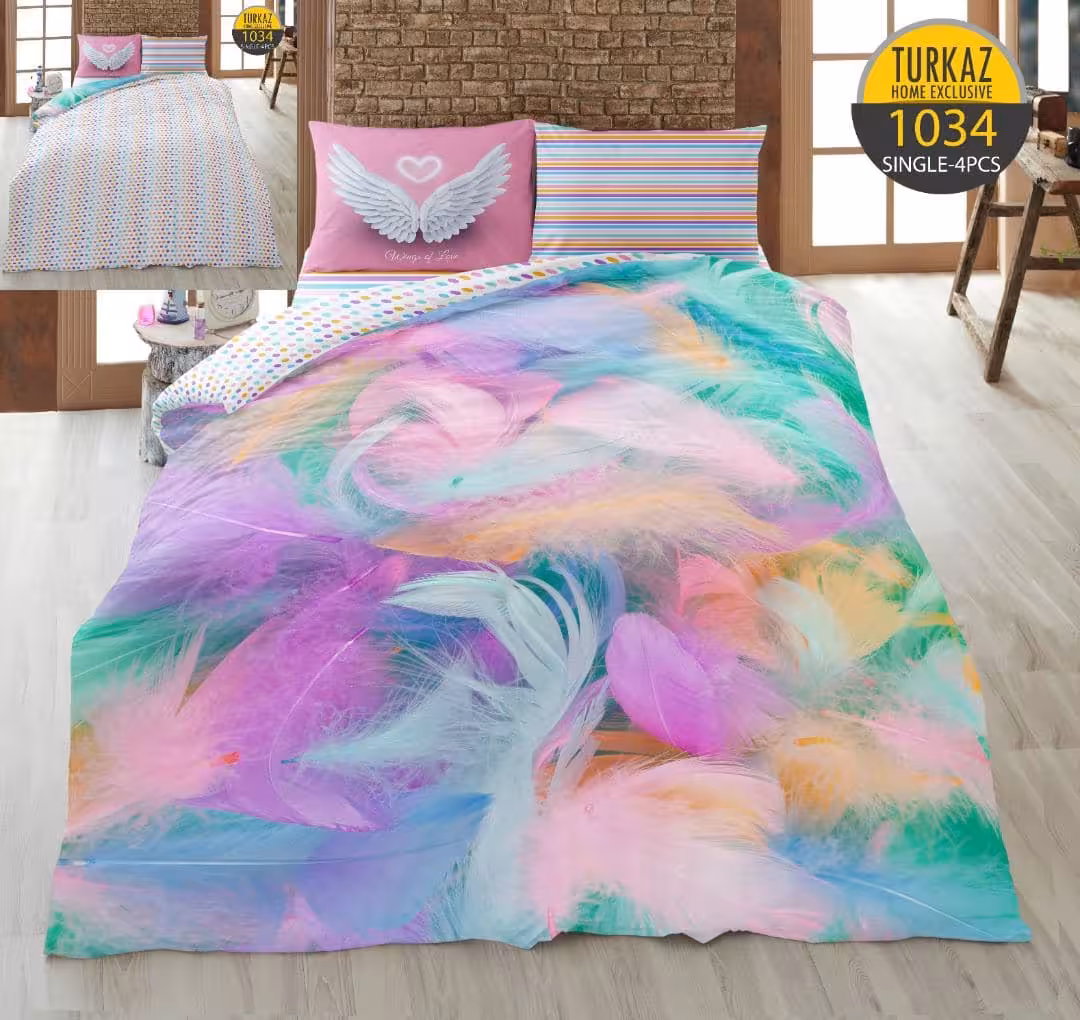 سرویس لحاف روتختی 1 نفره چاپی تنسل برند ترکاز(Turkaz) کد 1034