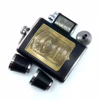 ست قمقمه جیبی استیل 2 شات چرم فندک گازی مدل جک دنیلز کد L540331