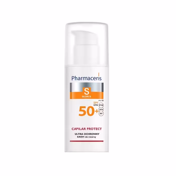 کرم ضدآفتاب و محافظ صورت کاپیلار مناسب پوست کوپروز و روزاسه Pharmaceris SPF50