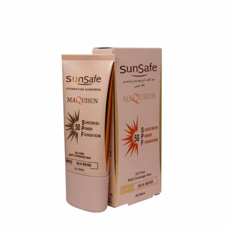 کرم ضد آفتاب کرم پودری و پرایمری SPF50 سان سیف 40 میلی لیتر | بژ ابریشمی