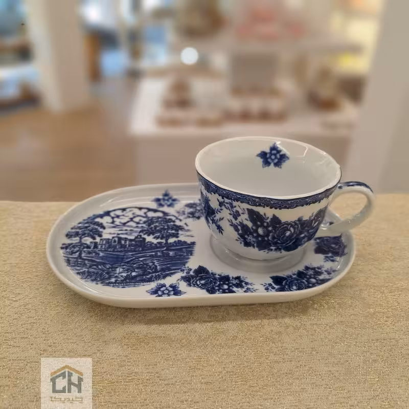 فنجان و شیرینی خوری چینی طرح آکسفورد مدل 101026