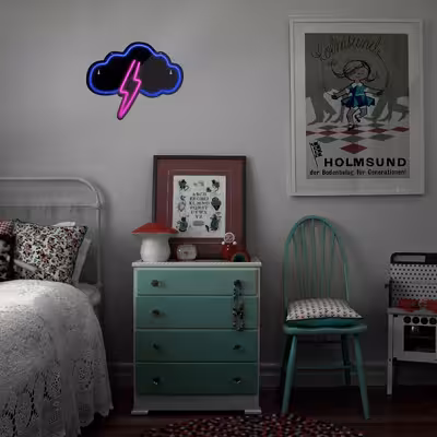 چراغ دیواری نئون دیزاین طرح Cloud-Vs-Lightning-BL_MLC