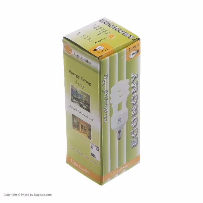 لامپ کم مصرف 11 وات نور طلایی مدل شمعی پایه E14 بسته 5 عددی