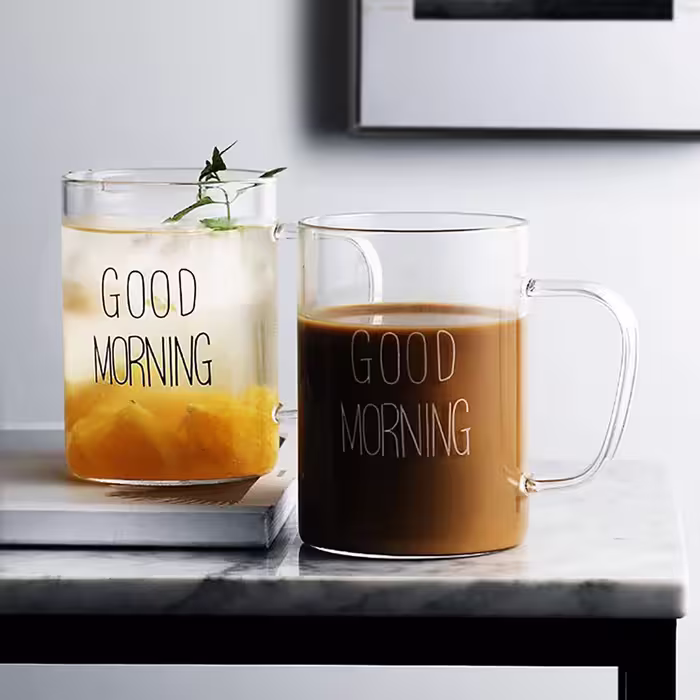 ماگ مدل شیشه ای طرح good morning